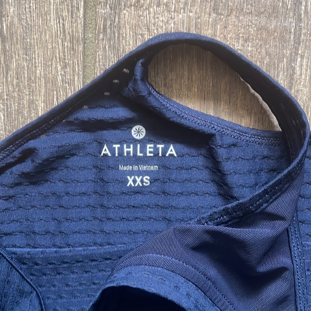 Athleta High Neck Dot Mesh Chi Tank Size XXS in Navy - Picture 3 of 5